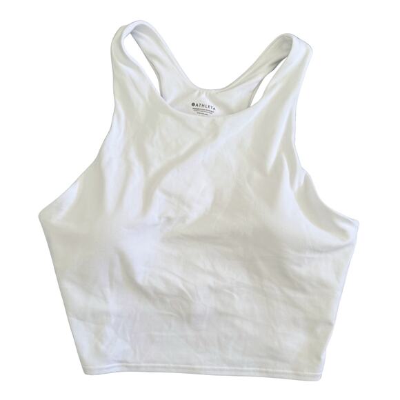 NWOT Women's Athleta White Conscious Crop Tank Top Padded Built-In Bra - Large - Picture 2 of 4
